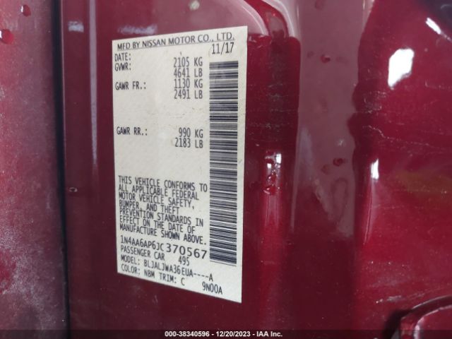 1N4AA6AP6JC370567 Nissan Maxima 3.5 Sv