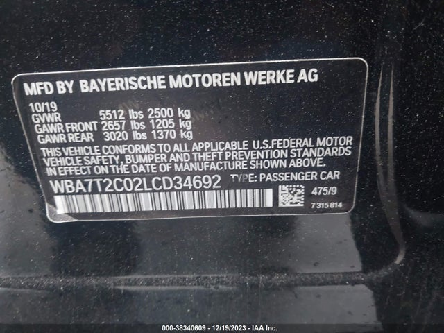 BMW 740I 2020 WBA7T2C02LCD34692 Image 9