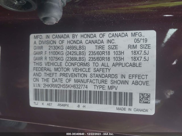 Honda CR-V EX 2019 2HKRW2H55KH632774 Image 9