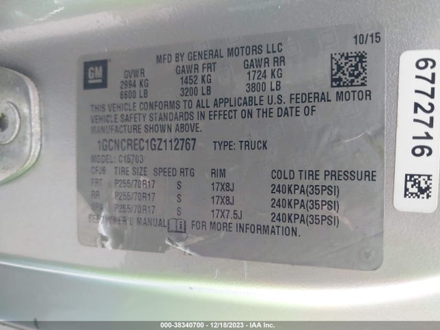 Chevrolet Silverado 1500 1lt 2016 1GCNCREC1GZ112767 Image 9