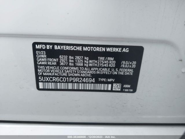 5UXCR6C01P9R24694 BMW X5 Xdrive40i