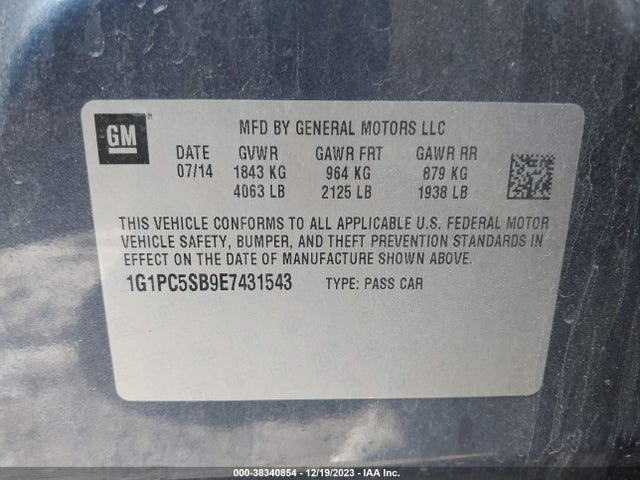 Chevrolet Cruze 1lt Auto 2014 1G1PC5SB9E7431543 Image 9