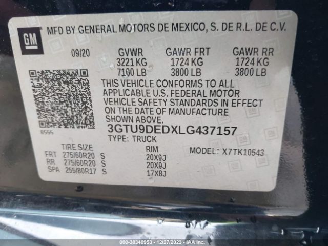 2020 GMC SIERRA 1500 3GTU9DEDXLG437157 Photo 8