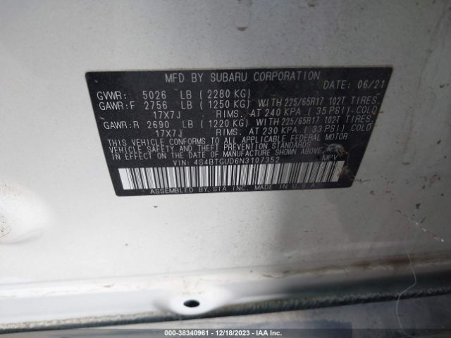 4S4BTGUD6N3107352 Subaru Outback Wilderness