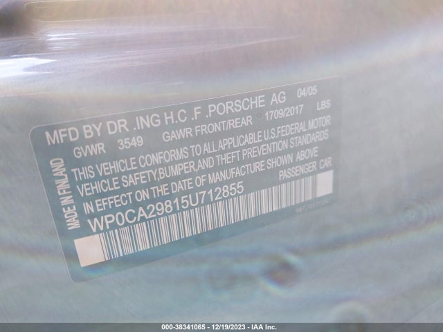 2005 PORSCHE BOXSTER WP0CA29815U712855 Photo 8