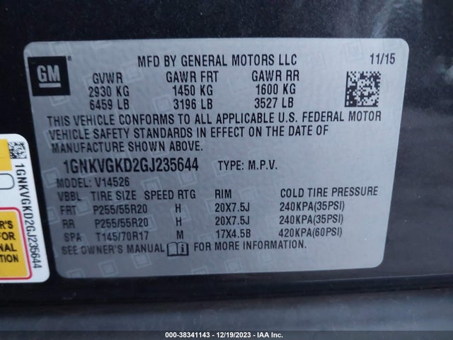Chevrolet Traverse 1lt 2016 1GNKVGKD2GJ235644 Image 9