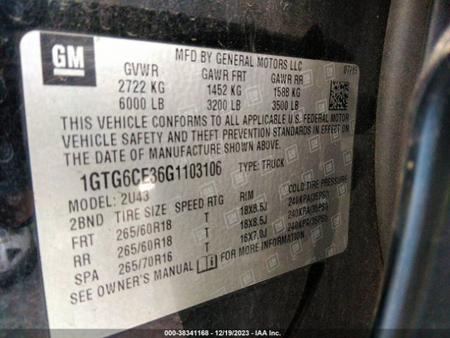 1GTG6CE36G1103106 GMC CANYON SLE