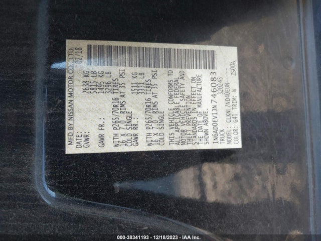 Nissan Frontier Sv 2018 1N6AD0EV1JN746083 Image 9