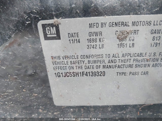 Chevrolet Sonic Lt Auto 2015 1G1JC5SH1F4139320 Image 9