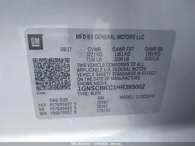 Chevrolet Tahoe Lt 2017 1GNSCBKC1HR395002 Image 9