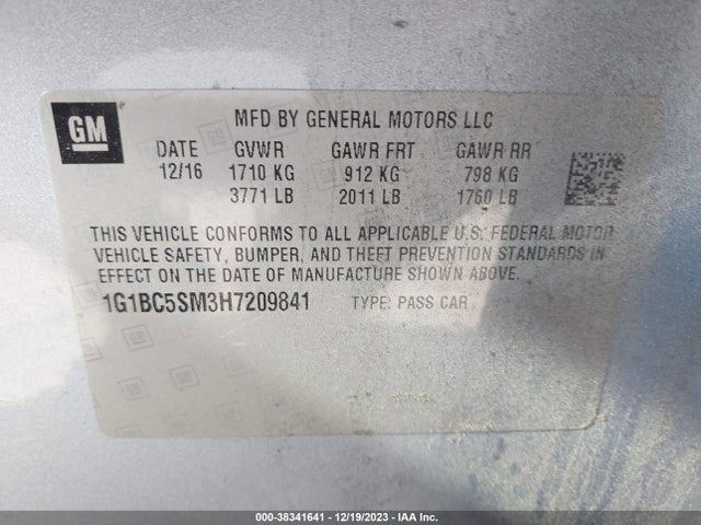 Chevrolet Cruze Ls Auto 2017 1G1BC5SM3H7209841 Image 9