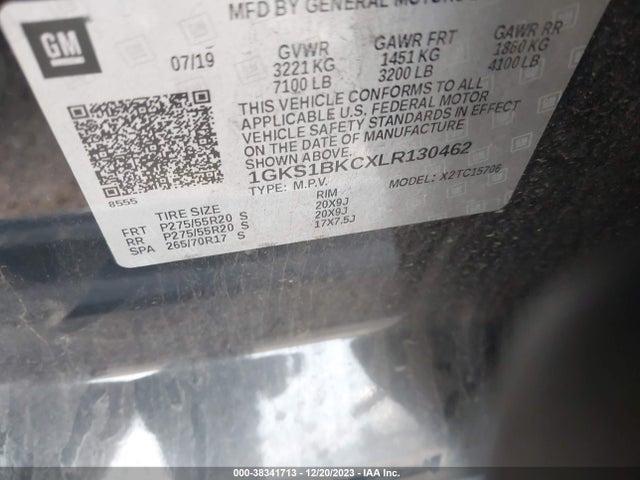 GMC Yukon 2wd Slt 2020 1GKS1BKCXLR130462 Image 9