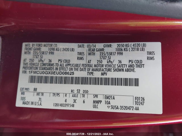 Ford ESCAPE SE 2014 1FMCU0GX0EUD08625 Image 9