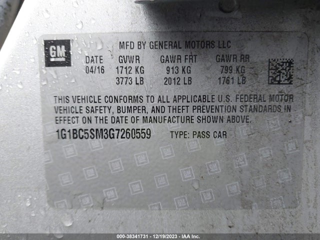 Chevrolet Cruze Ls Auto 2016 1G1BC5SM3G7260559 Image 9