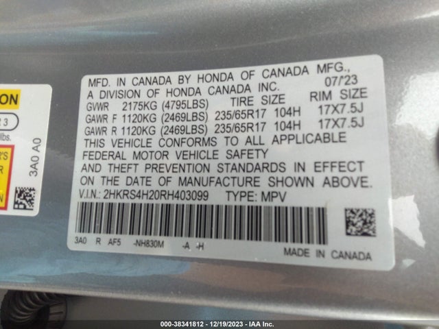 Honda Cr-v Lx Awd 2024 2HKRS4H20RH403099 Image 9