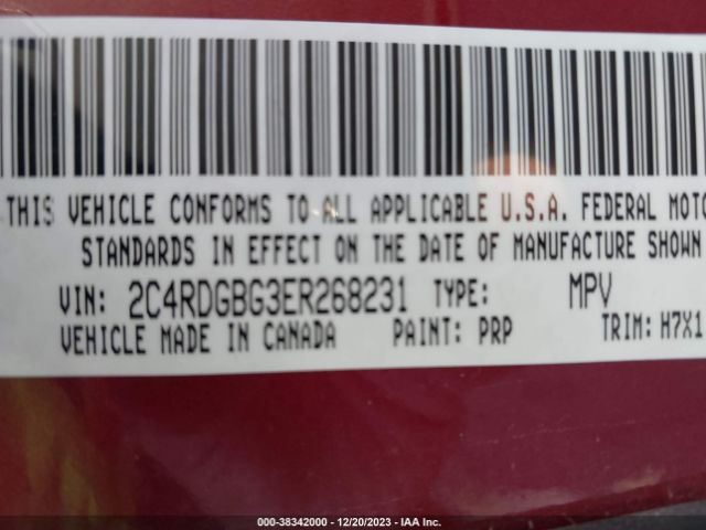 2C4RDGBG3ER268231 Dodge Grand Caravan Avp/se