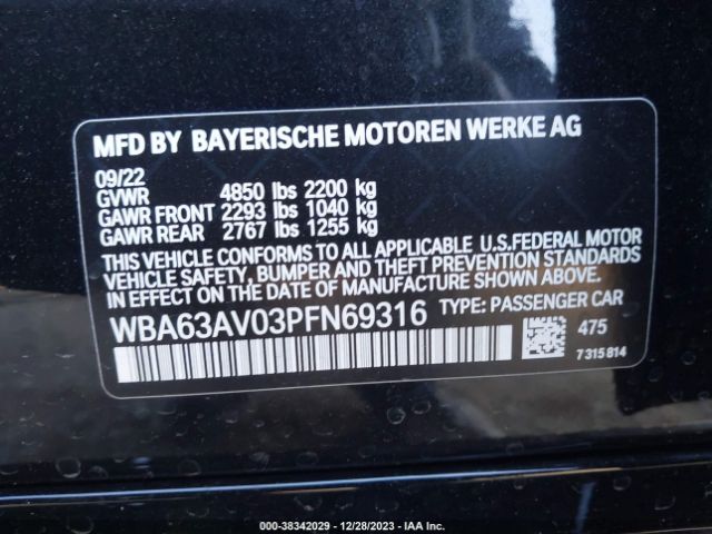 WBA63AV03PFN69316 BMW 430i Gran Coupe