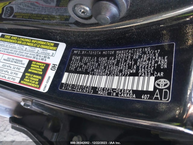 Toyota COROLLA SE 2018 2T1BURHE7JC018777 Image 9