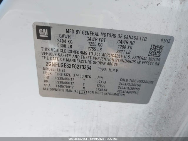 Chevrolet Equinox 2lt 2015 2GNFLGE32F6273364 Image 9