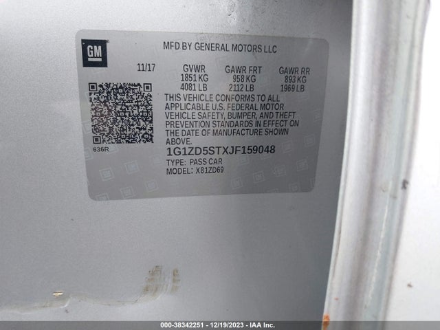 Chevrolet MALIBU LT 2018 1G1ZD5STXJF159048 Image 9