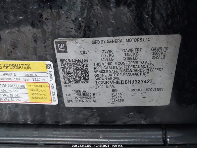Chevrolet Traverse 2lt 2017 1GNKVHKD8HJ323427 Image 9