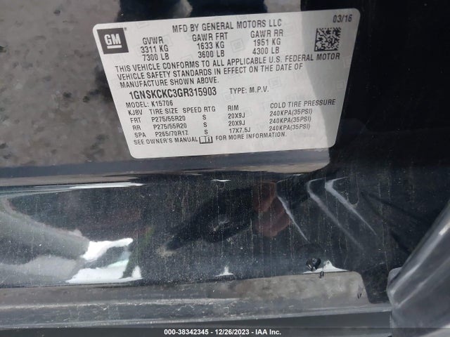 Chevrolet Tahoe Ltz 2016 1GNSKCKC3GR315903 Image 9