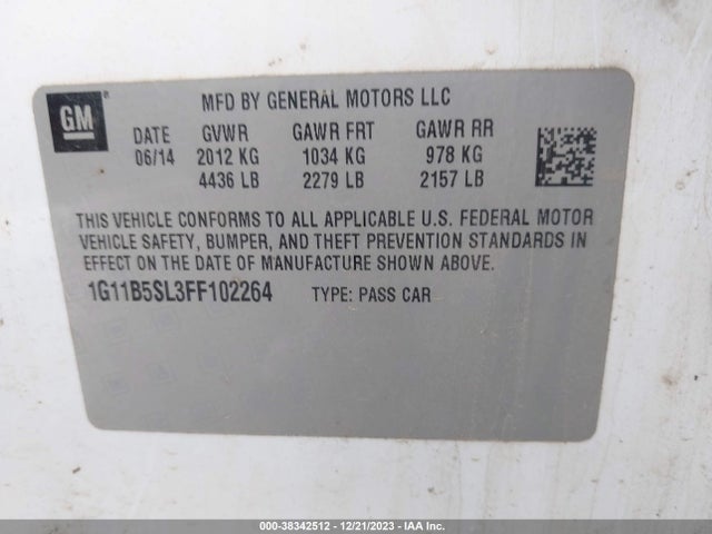 Chevrolet MALIBU LS 2015 1G11B5SL3FF102264 Image 9