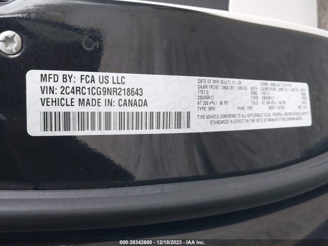 2C4RC1CG9NR218643 Chrysler Voyager Lx