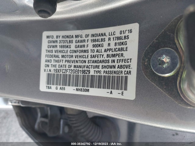 Honda CIVIC EX 2016 19XFC2F72GE019829 Image 9