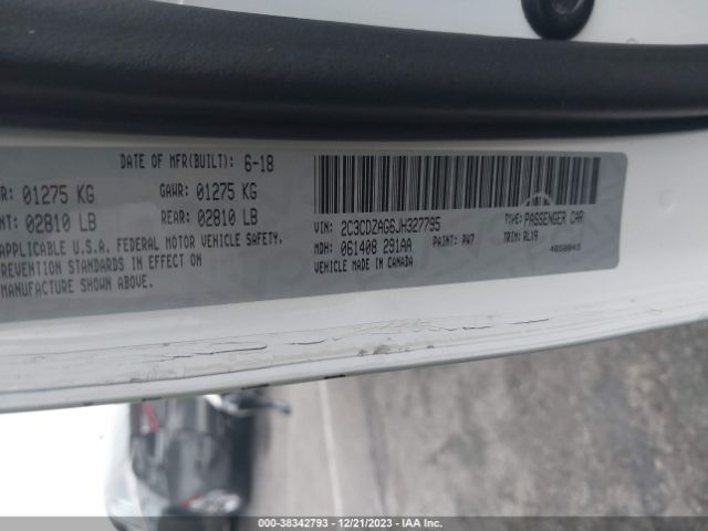 2C3CDZAG6JH327795 Dodge Challenger Sxt Plus