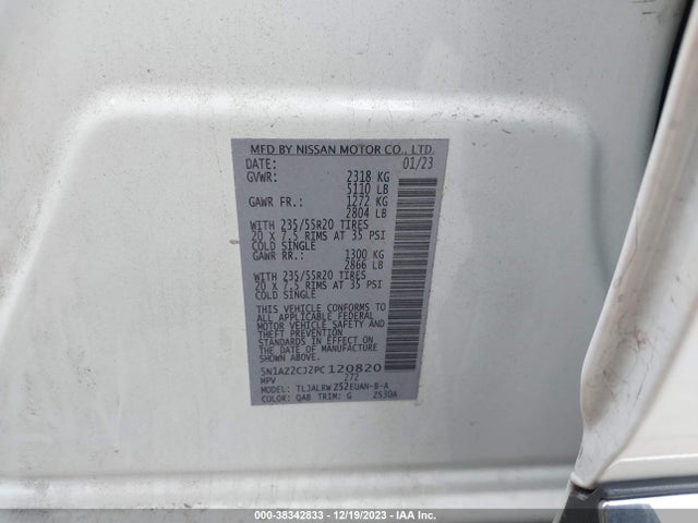 5N1AZ2CJ2PC120820 Nissan Murano Sl Fwd