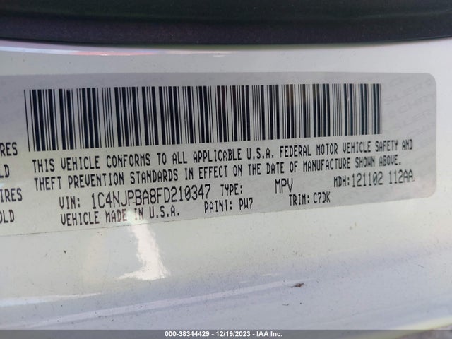 2015 JEEP PATRIOT SPORT VIN: 1C4NJPBA8FD210347