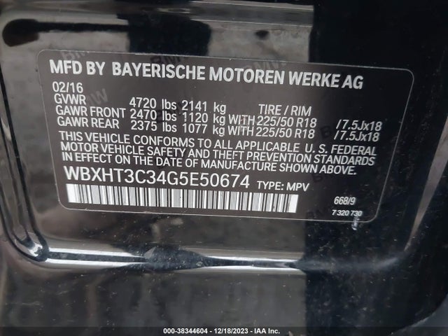 2016 BMW X1 XDRIVE28I VIN: WBXHT3C34G5E50674