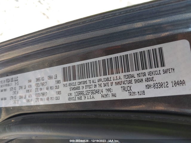 2015 RAM 1500 SLT VIN: 1C6RR6LG5FS634014