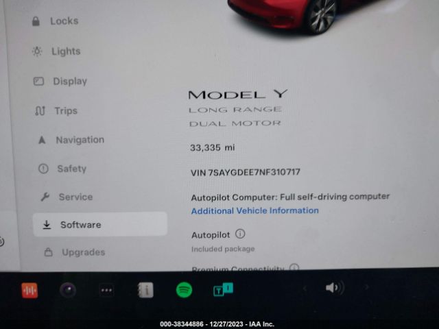 Tesla Model Y Long Range Dual Motor All-wheel Drive 2022 7SAYGDEE7NF310717 Image 7