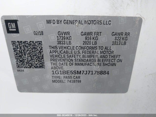 Chevrolet Cruze Lt Auto 2018 1G1BE5SM7J7178884 Image 9