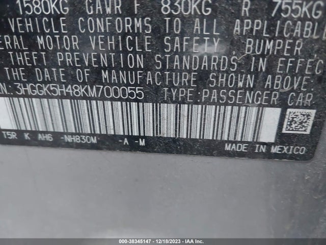 Honda FIT LX 2019 3HGGK5H48KM700055 Image 9