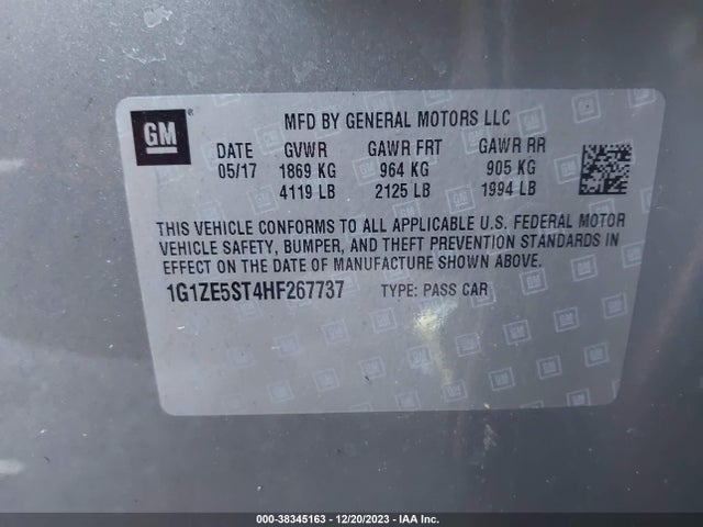 Chevrolet MALIBU 1LT 2017 1G1ZE5ST4HF267737 Image 9