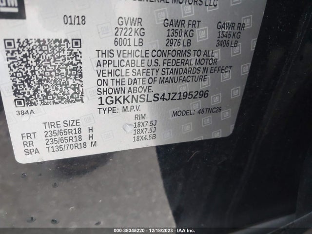 GMC Acadia Sle-2 2018 1GKKNSLS4JZ195296 Image 9
