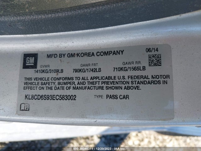 Chevrolet Spark 1lt Auto 2014 KL8CD6S93EC583002 Image 9