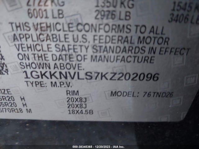 GMC Acadia Slt-1 2019 1GKKNVLS7KZ202096 Image 9