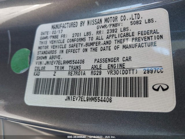 JN1EV7EL9HM554406 Infiniti Q60 3.0t Premium
