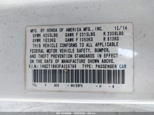 1HGCT1B83FA005789 Honda Accord Ex-l