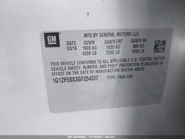 Chevrolet MALIBU 2LT 2016 1G1ZF5SX2GF254337 Image 9