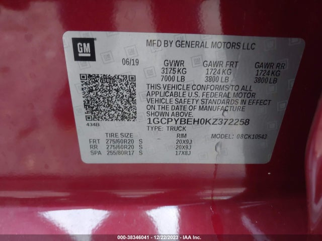 Chevrolet Silverado 1500 Silverado Custom 2019 1GCPYBEH0KZ372258 Image 9