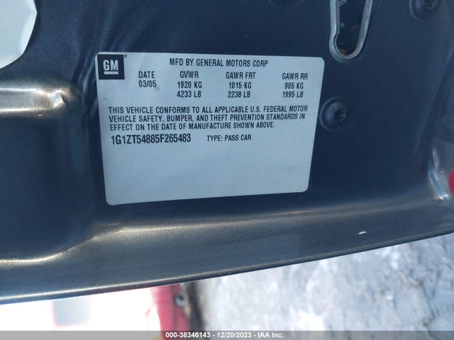 2005 CHEVROLET MALIBU LS VIN: 1G1ZT54885F265483