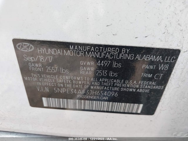 Hyundai Sonata Sport 2018 5NPE34AF3JH654096 Image 9