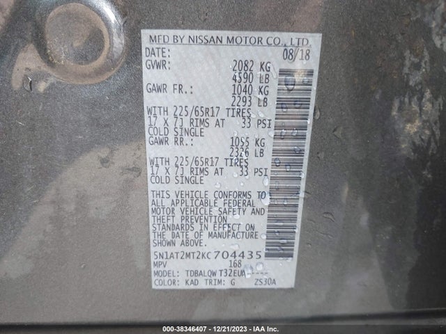 Nissan ROGUE SV 2019 5N1AT2MT2KC704435 Image 9