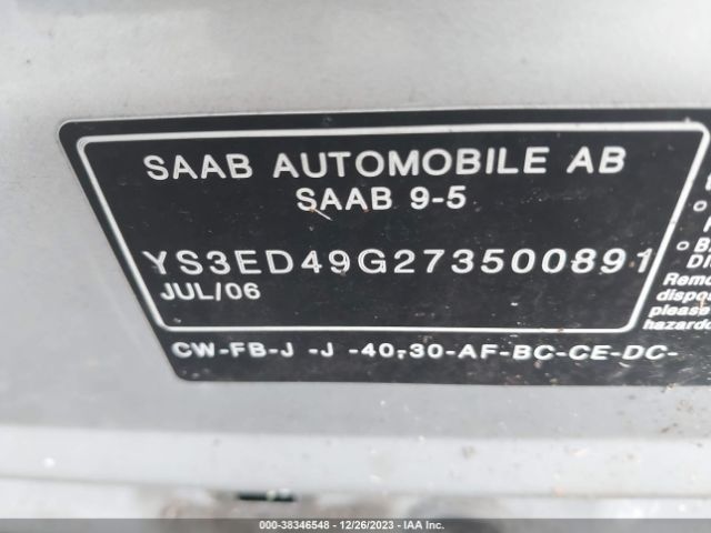2007 SAAB 9-5 YS3ED49G273500891 Photo 8