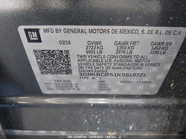 Chevrolet BLAZER 2019 3GNKBCRS1KS619721 Image 9